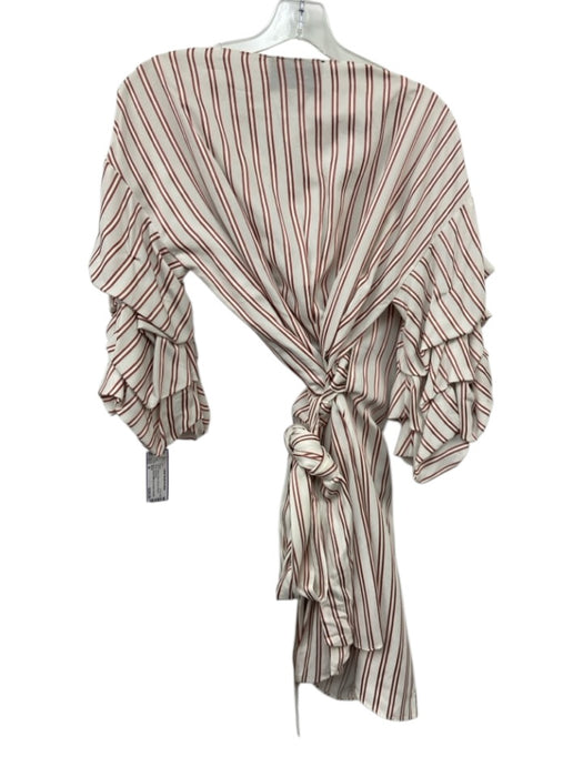 Alexis Size M White & Red Viscose Striped Wrap Dress White & Red / M