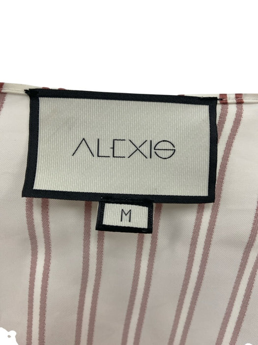 Alexis Size M White & Red Viscose Striped Wrap Dress White & Red / M