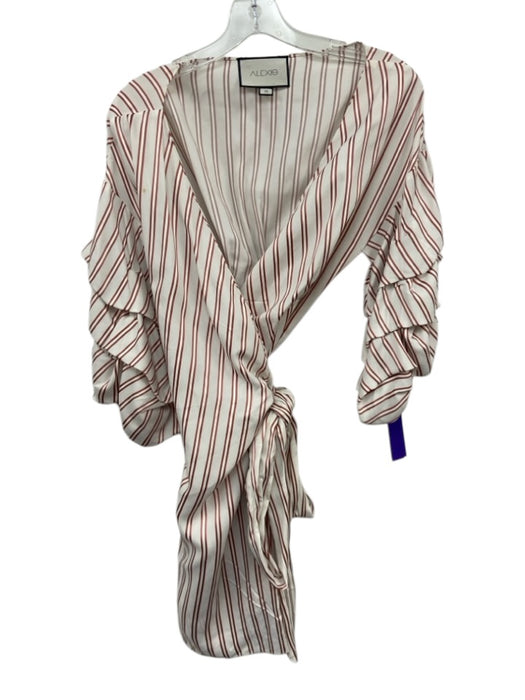 Alexis Size M White & Red Viscose Striped Wrap Dress White & Red / M