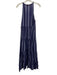 Oliphant Size XL Blue Multi Cotton Tassel Ties Halter Neck Striped Tiered Dress Blue Multi / XL