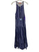 Oliphant Size XL Blue Multi Cotton Tassel Ties Halter Neck Striped Tiered Dress Blue Multi / XL