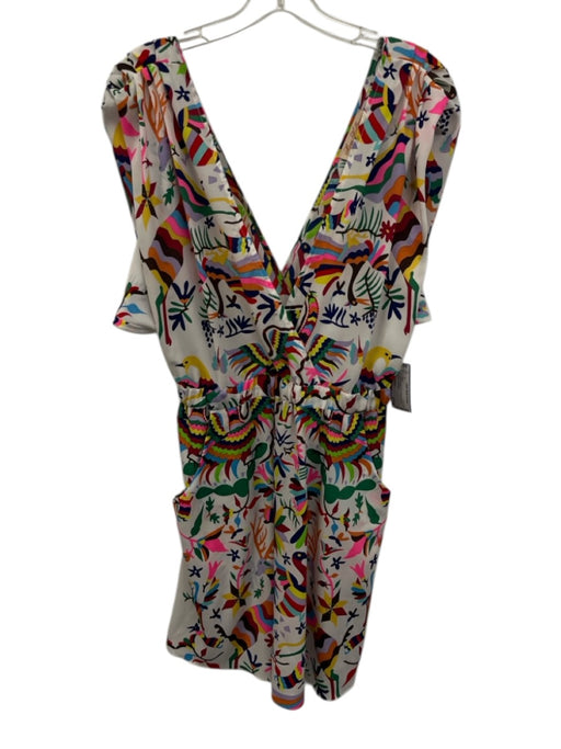 Mara Hoffman Size M White & Multi PES Pockets Double V Neck Dress White & Multi / M
