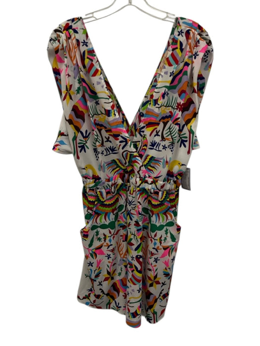Mara Hoffman Size M White & Multi PES Pockets Double V Neck Dress White & Multi / M