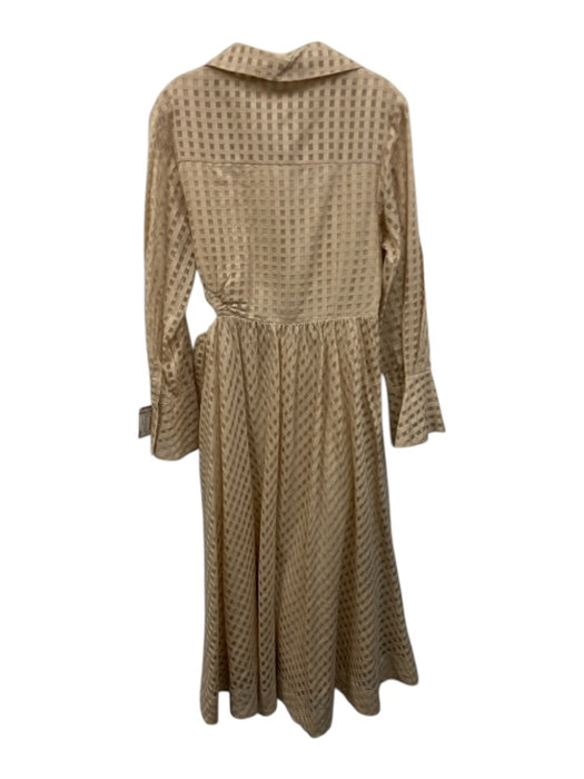 Jonathan Simkhai Size L Cream Cotton Blend Cut Out V Neck Maxi Mesh Dress Cream / L