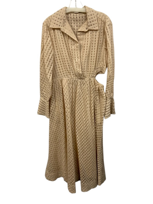 Jonathan Simkhai Size L Cream Cotton Blend Cut Out V Neck Maxi Mesh Dress Cream / L
