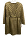 Stella McCartney Size 42 Gold Acetate Zip Back Knee Length Long Sleeve Dress Gold / 42