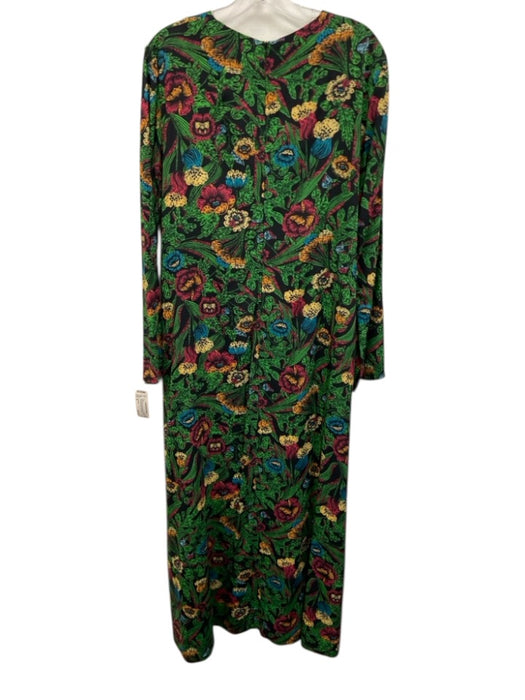 La Double J Size XL Green & Multi Viscose Blend Zip Back Long Sleeve swing Dress Green & Multi / XL