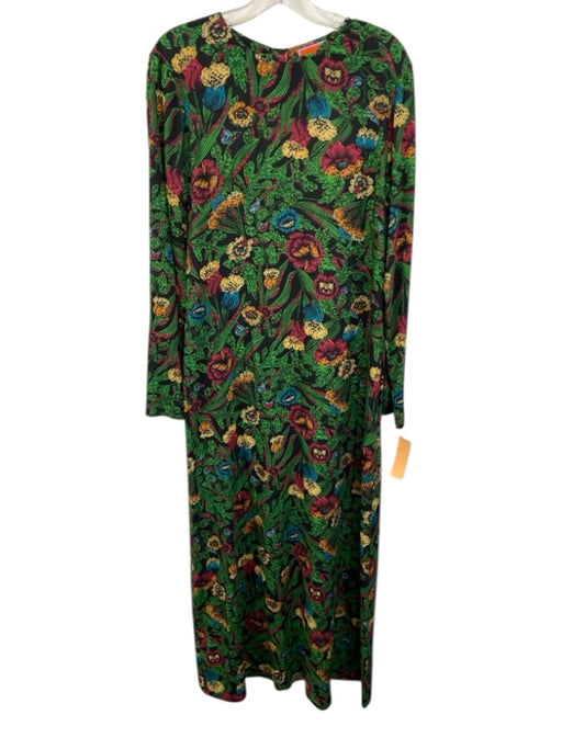 La Double J Size XL Green & Multi Viscose Blend Zip Back Long Sleeve swing Dress Green & Multi / XL