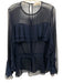 SeeByChloe Size Est XS Navy No Fabric Tag Sheer Long Sleeve Ruffles Top Navy / Est XS