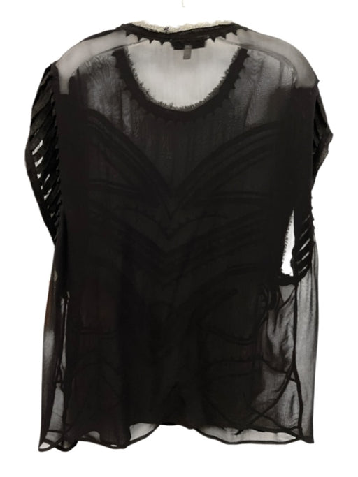 IRO Size 38 Black No Fabric Tag Sleeveless Frayed Detail Sheer Top Black / 38