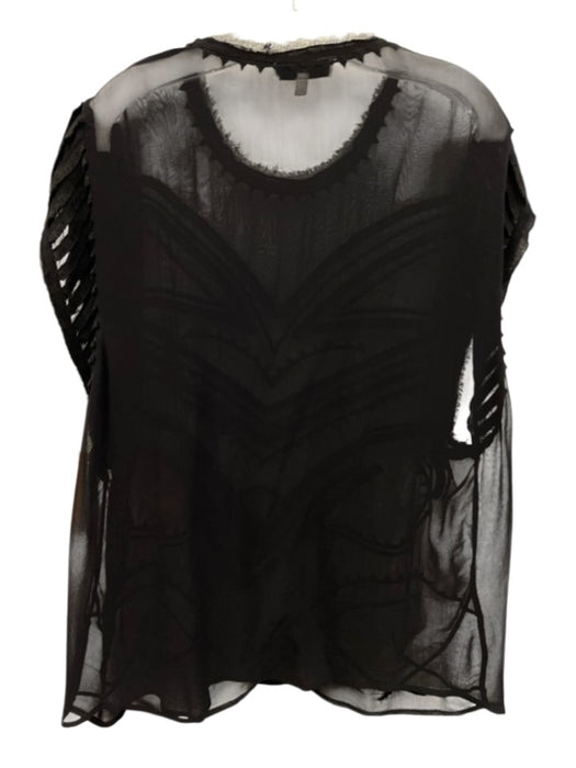 IRO Size 38 Black No Fabric Tag Sleeveless Frayed Detail Sheer Top Black / 38