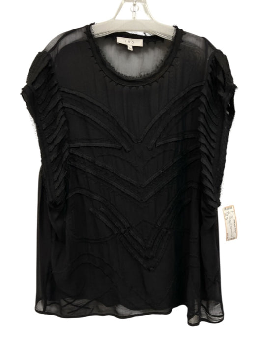 IRO Size 38 Black No Fabric Tag Sleeveless Frayed Detail Sheer Top Black / 38