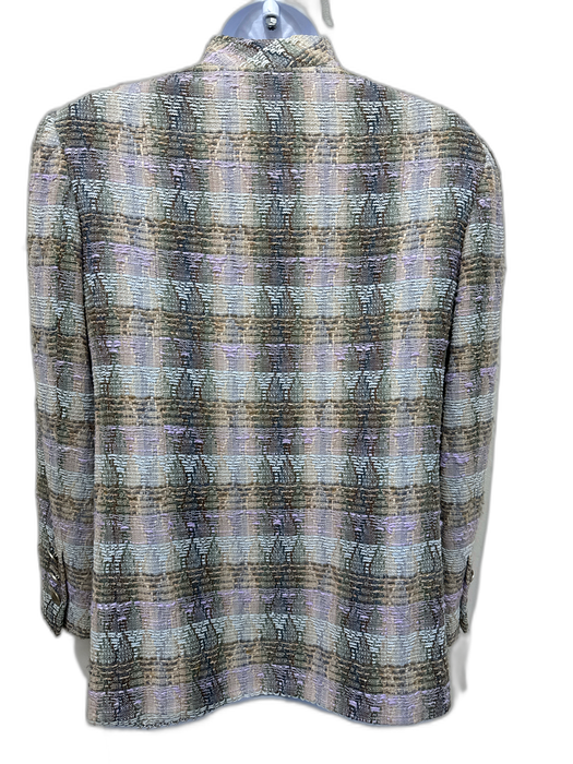 Chanel Size 36 / Small Tan, Aqua & Lavender Wool Blend Neck Tie Boucle Jacket Tan, Aqua & Lavender / 36 / Small