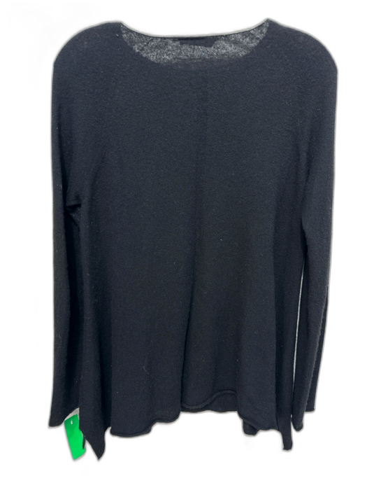 The Row Size S Black Cashmere & Silk Rib Knit rolled neckline rolled hem Sweater Black / S