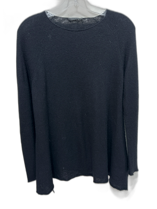 The Row Size S Black Cashmere & Silk Rib Knit rolled neckline rolled hem Sweater Black / S