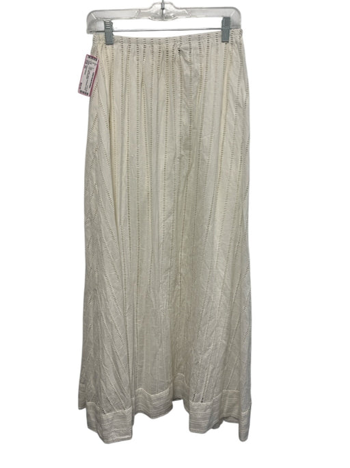 Solid & Striped Size XS White Cotton Elastic Waistband Ladder Lace Midi Skirt White / XS