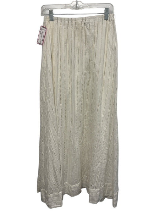 Solid & Striped Size XS White Cotton Elastic Waistband Ladder Lace Midi Skirt White / XS