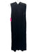 Pomandere Size 38 Black Viscose Satin Sleeveless V Neck Midi Dress Black / 38