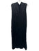 Pomandere Size 38 Black Viscose Satin Sleeveless V Neck Midi Dress Black / 38