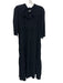 Honorine Size XS Black Cotton 1/2 Sleeve Gauze Split V neck Midi Dress Black / XS