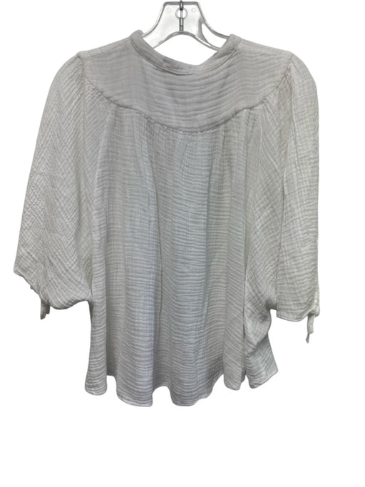 Felicite Size 2 White Cotton Gauze Short Puff Sleeve Buttons Top White / 2