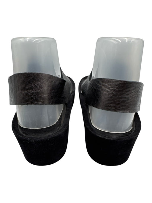 Pedro Garcia Shoe Size 38 Gunmetal Silver Leather Velcro Strap Slingback Sandals Gunmetal Silver / 38