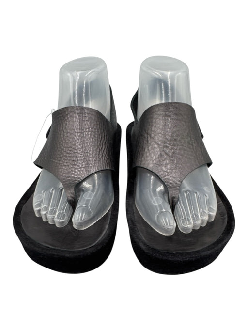 Pedro Garcia Shoe Size 38 Gunmetal Silver Leather Velcro Strap Slingback Sandals Gunmetal Silver / 38