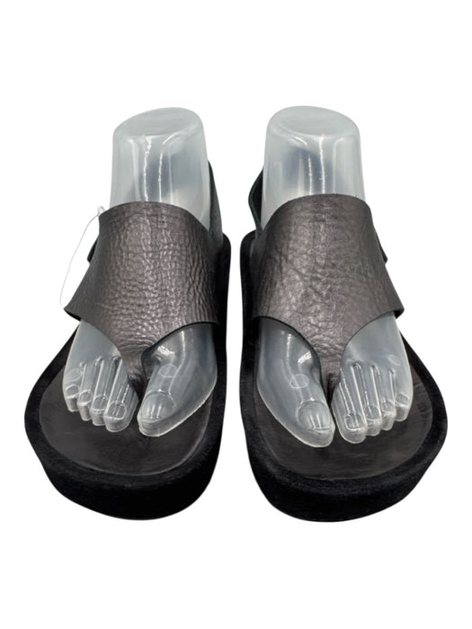 Pedro Garcia Shoe Size 38 Gunmetal Silver Leather Velcro Strap Slingback Sandals Gunmetal Silver / 38