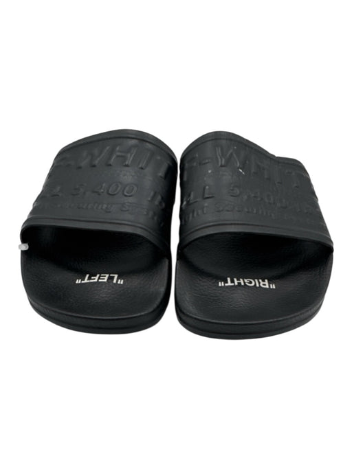 Off White Shoe Size 39 Black Rubber One Strap Logo Foam Platform Slides Sandals Black / 39