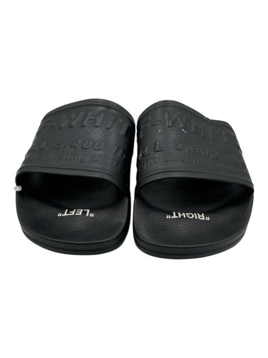 Off White Shoe Size 39 Black Rubber One Strap Logo Foam Platform Slides Sandals Black / 39
