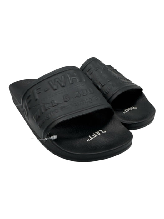 Off White Shoe Size 39 Black Rubber One Strap Logo Foam Platform Slides Sandals Black / 39