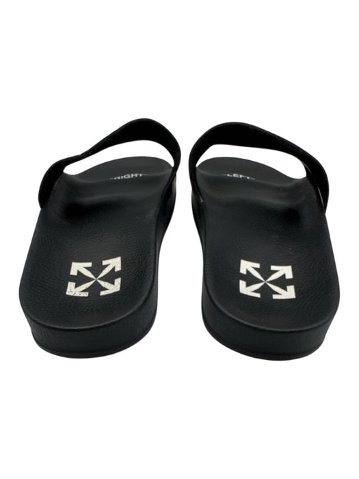 Off White Shoe Size 39 Black Rubber One Strap Logo Foam Platform Slides Sandals Black / 39