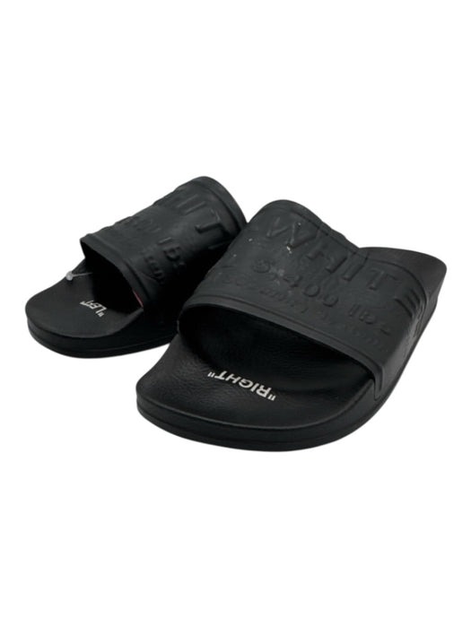 Off White Shoe Size 39 Black Rubber One Strap Logo Foam Platform Slides Sandals Black / 39