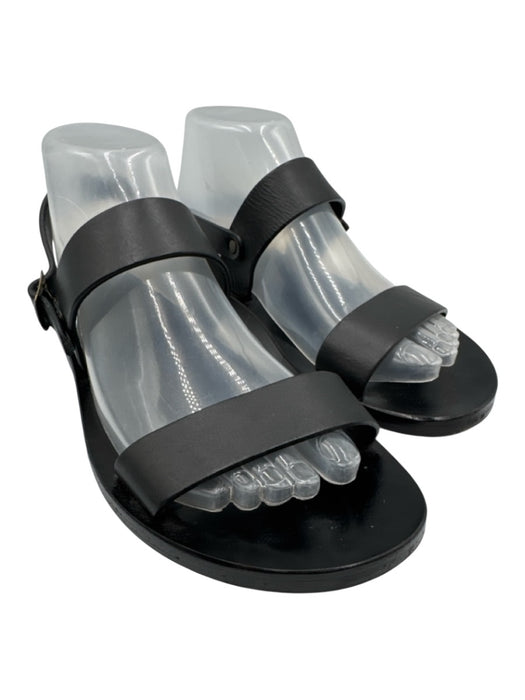 Saint Laurent Shoe Size 38 Black Leather Slingbacks Bronze Hardware Flat Sandals Black / 38