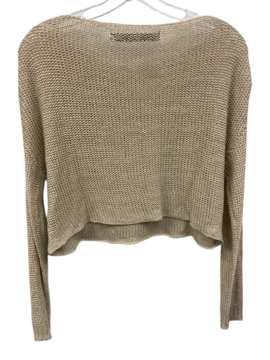 Enza Costa Size XS Cream Beige Linen Long Sleeve Loose Knit Wide Neck Sweater Cream Beige / XS