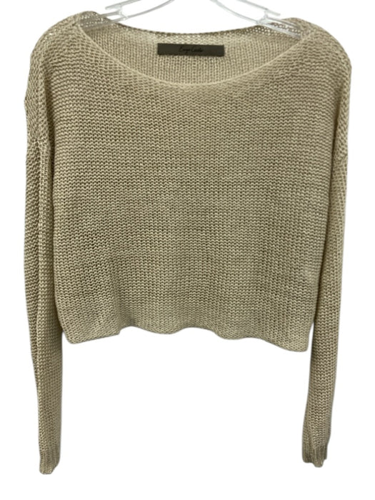 Enza Costa Size XS Cream Beige Linen Long Sleeve Loose Knit Wide Neck Sweater Cream Beige / XS