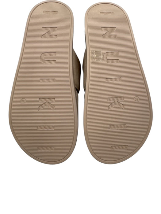Inuikii Shoe Size 39 Cream Beige Suede leather Velcro Strap Mule Slides Sandals Cream Beige / 39