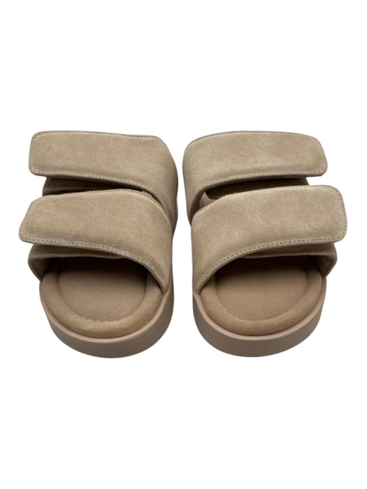 Inuikii Shoe Size 39 Cream Beige Suede leather Velcro Strap Mule Slides Sandals Cream Beige / 39