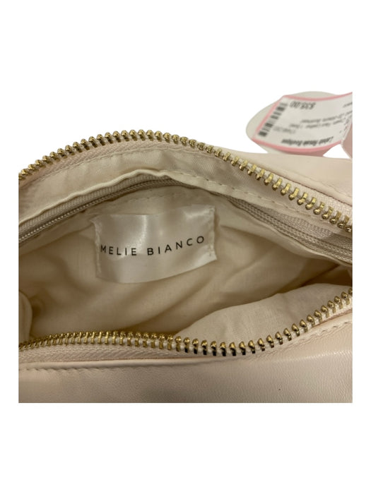 Melie Bianco Cream Faux Leather 1 Bead Pillowed Zip closure Bag Cream / S