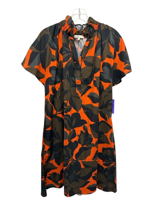 Ann Mashburn Size XS Brown, Orange & Black Cotton Short Sleeve Dress Brown, Orange & Black / XS
