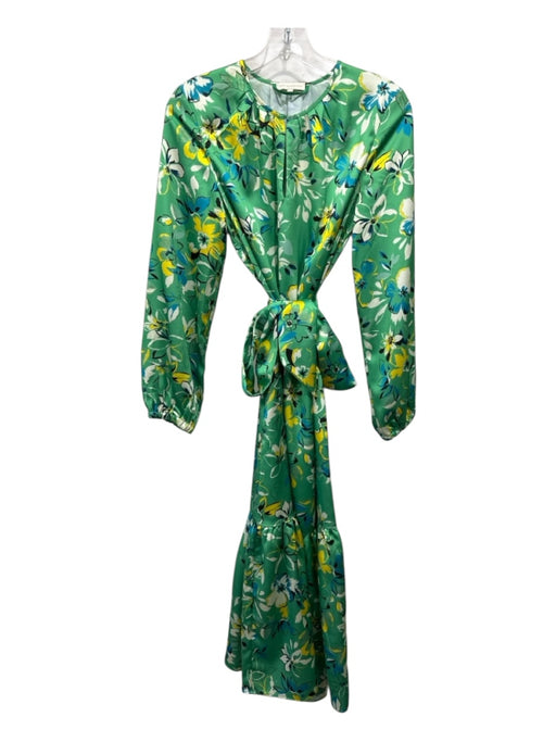 Ann Mashburn Size XS green, yellow & blue Polyester Long Bell Sleeve Maxi Dress green, yellow & blue / XS