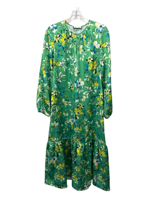 Ann Mashburn Size XS green, yellow & blue Polyester Long Bell Sleeve Maxi Dress green, yellow & blue / XS
