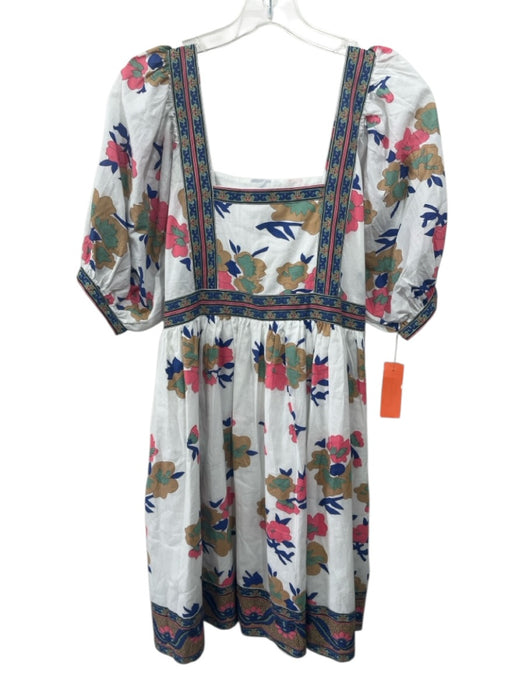 Mille Resort & Travel Size Small Pink, Blue, Green Cotton Half Puff Sleeve Dress Pink, Blue, Green / Small