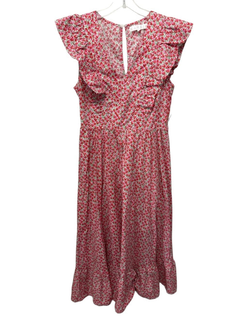 Karlie Size Medium Red, Pink, Green Cotton Ruffle Cap Sleeve Floral Dress Red, Pink, Green / Medium