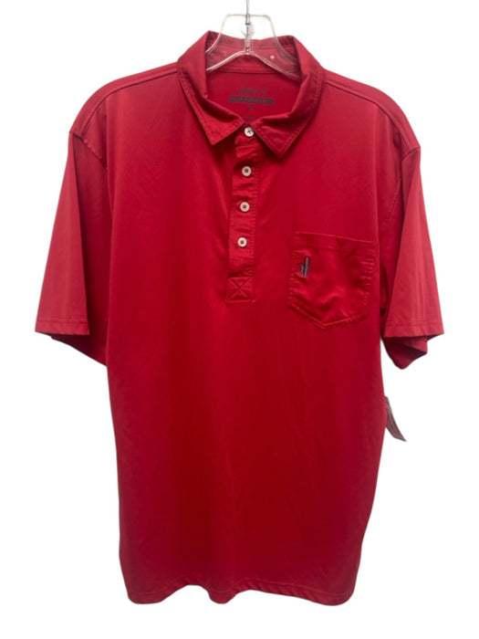 Johnnie O Size M Red Synthetic Solid Athletic Polo Men's Short Sleeve Red / M