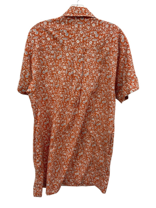 Ann Mashburn Size Medium Orange, Blue, White Cotton Short Sleeve Floral Dress Orange, Blue, White / Medium