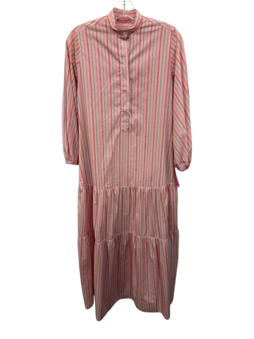 Ann Mashburn Size Small Pink, Red, Green Cotton Long Sleeve Striped Tiered Dress Pink, Red, Green / Small