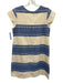 Kopal Size XS Blue, Red, Beige Cotton Lace Up Embroidered Cap Sleeve Tunic Dress Blue, Red, Beige / XS
