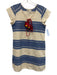 Kopal Size XS Blue, Red, Beige Cotton Lace Up Embroidered Cap Sleeve Tunic Dress Blue, Red, Beige / XS