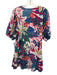 Sundry Size XS Blue, Pink, Green Half Puff Sleeve Floral V Neck Elastic Dress Blue, Pink, Green / XS